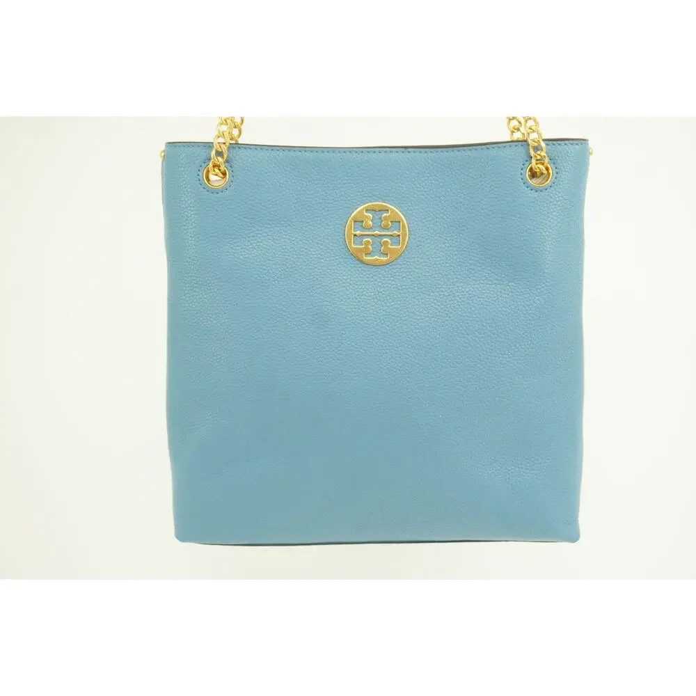 Tory Burch Everly Swingpack Crossbody Bag Logo $428 shoulder chain Blue Yonder